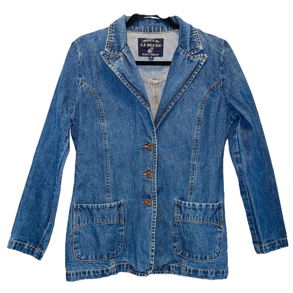 Caribbean Joe Vintage Denim Jean Jacket Blazer Size Medium